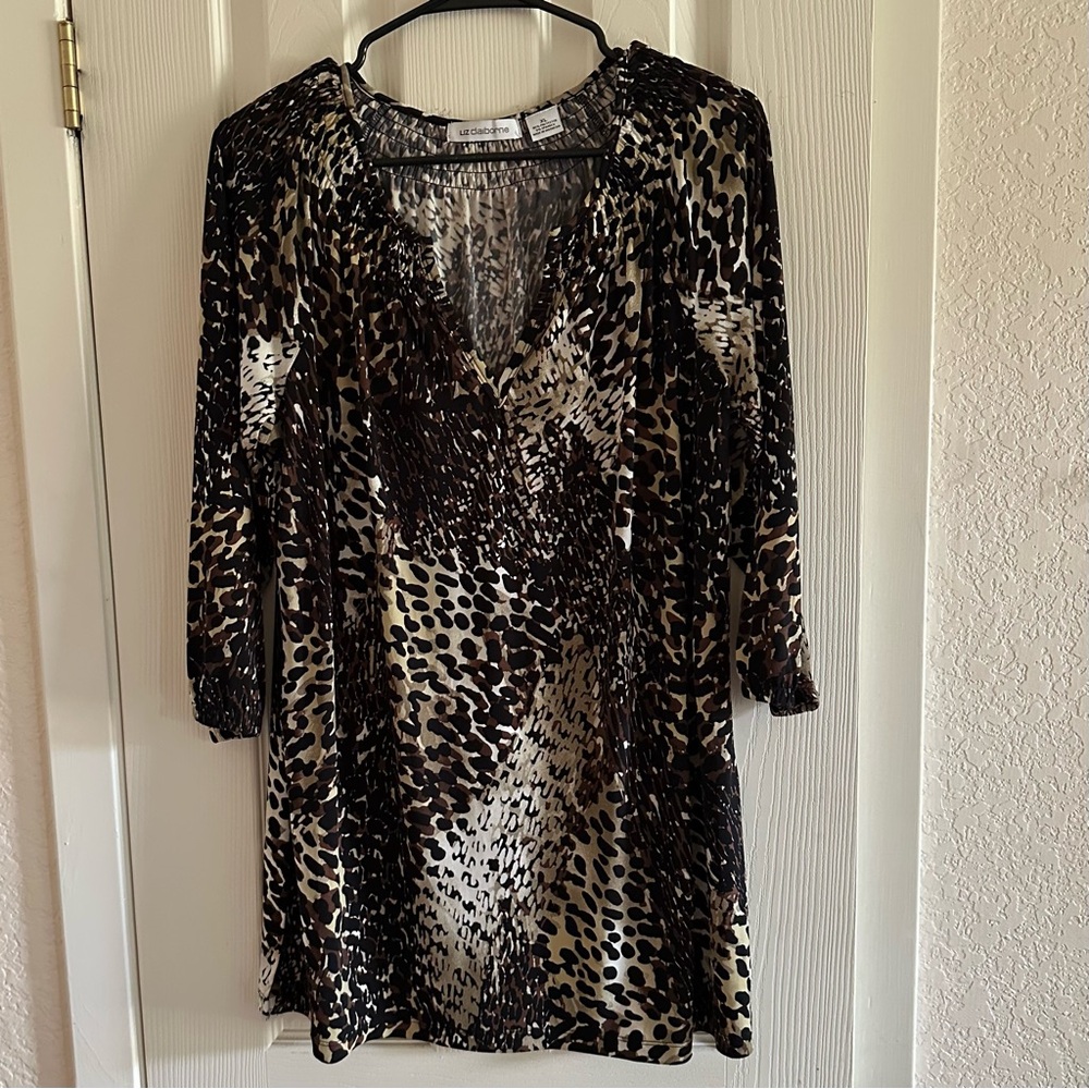 Liz Claiborne Animal‎ Print Long Sleeve Top